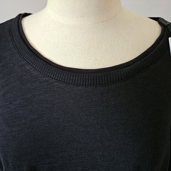 Chicos Slub Elbow-Sleeve Tee Black New With Tags Size Large - Picture 3 of 8